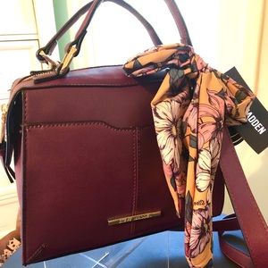Steve Madden Wine crossbody purse with scarf